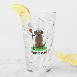Golf Chocolate Labrador Retriever Dog - Niedlich Glas