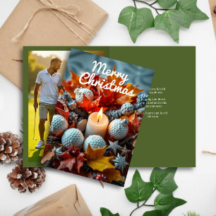 Golf Christmas Candle ・ Family Foto Green Feiertagskarte