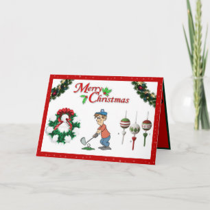 Golf Christmas Card with a Cartoon Karte