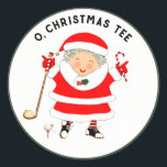 Golf Christmas Classic Round Sticker<br><div class="desc">Golfurchtsgeschenksticker, Umschlag Aufkleber oder Gastgeschenk-Etiketten mit Golf-Thema-Spaß für sie.</div>