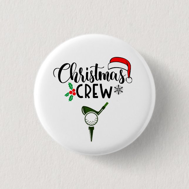 Golf Christmas Crew with golf ball iron golfer Button (Vorderseite)