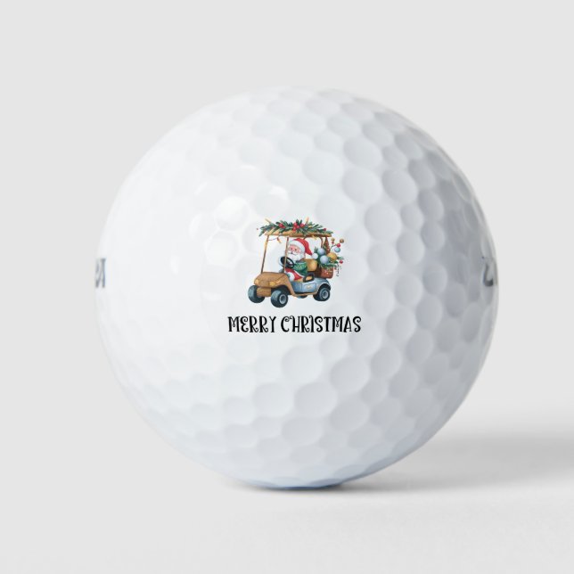 Golf Christmas Gift with Santa Golfer driving cart Golfball (Vorderseite)