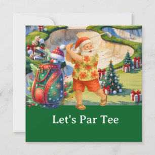 Golf Christmas Lass Par Tee mit Golftasche Einladung