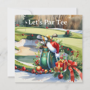 Golf Christmas Lass Par Tee mit Golftasche Einladung