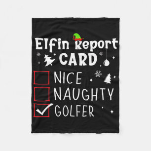 Golf Christmas Nice Naughty Funny Xmas Liste Golfe Fleecedecke