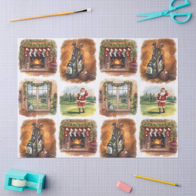 Golf Christmas Party with golf themed Seidenpapier (Basteln)