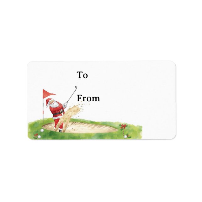Golf Christmas with Santa Claus golfing  Adressaufkleber (Vorne)
