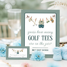 Golf Clothesline Baby Shower Ratespiel Schild