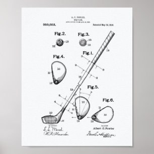 Golf Club 1910 Patentkunst - Weißes Papier Poster