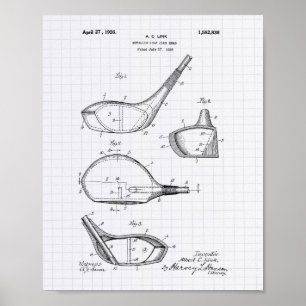 Golf Club 1926 Patent Art - Lined Peper Poster