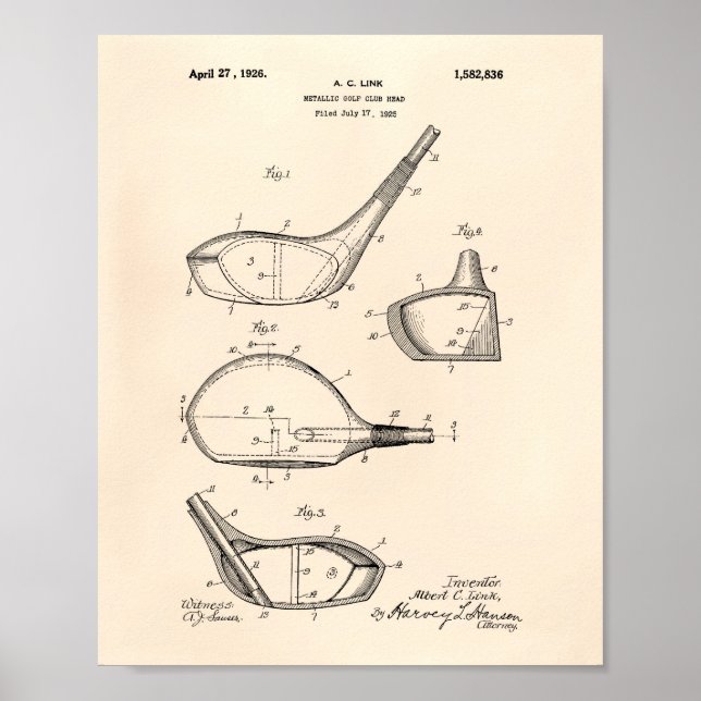 Golf Club 1926 Patentart - Alter Peper Poster (Vorne)