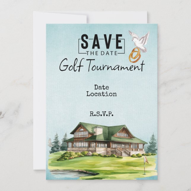 Golf Club Haus für Hochzeiten sparen Sie das Datum Einladung (Vorderseite)
