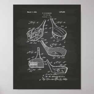 Golf Club Head 1926 Patentart - Chalkboard Poster
