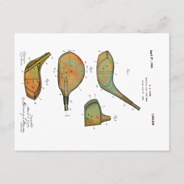 GOLF CLUB HEADS 1925 BREVET - Carte postale (Devant)