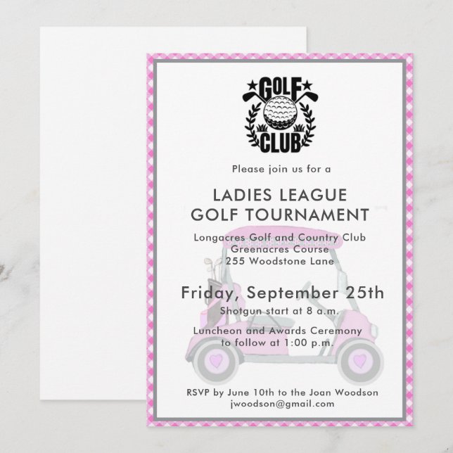 Golf Club Ladys League Turnier Logo Einladung (Vorne/Hinten)