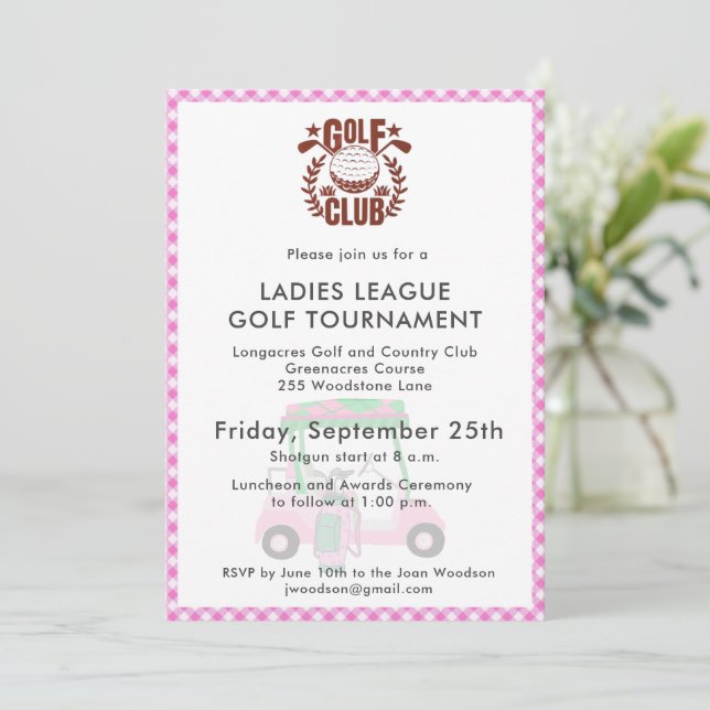 Golf Club Ladys League Turnier Logo Einladung (Stehend Vorderseite)