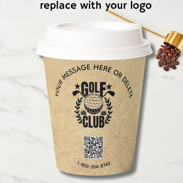 Golf Club League Textured Look Logo QR Code Pappbecher (Von Creator hochgeladen)