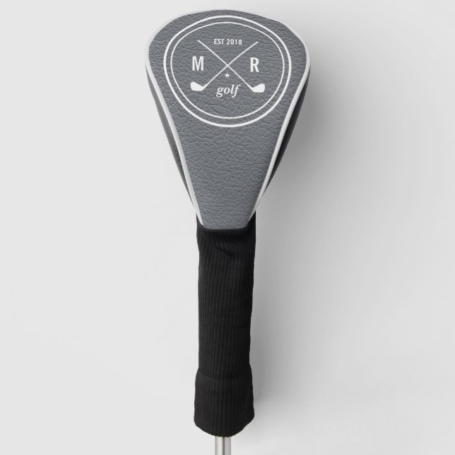 Golf Club Logo Monogram Graues Leder Golf Headcover (Vorderseite)