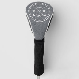 Golf Club Logo Monogram Graues Leder Headcover