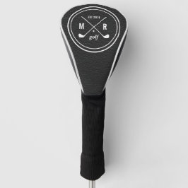 Golf Club Logo monogramm schwarzes Leder Headcover