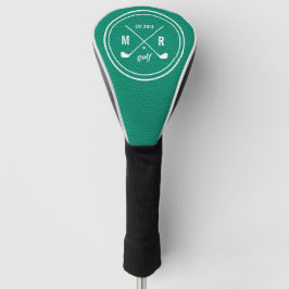 Golf Club Logo monogramm Smaragdgrünes Leder Headcover
