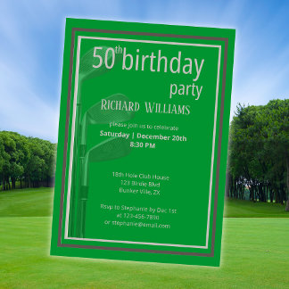 Golf Club Modernes formales Grünes Grau 50. Geburt Einladung