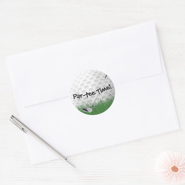 Golf Club on Ball Runder Aufkleber (Umschlag)