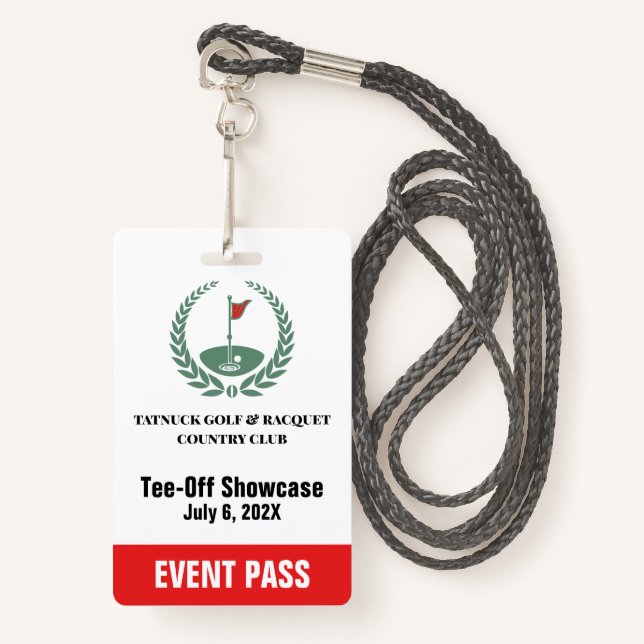 Golf Club Special Tournament Event Pass Ausweis (Vorderseite mit Schlüsselband)
