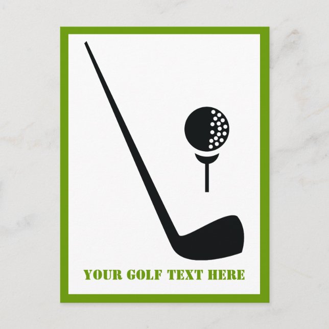 Golf Club und Ball Black Postkarte (Vorderseite)