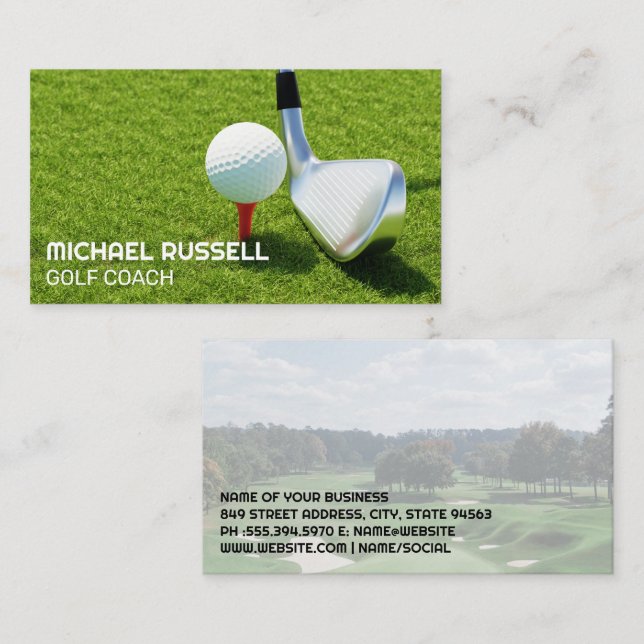 Golf Club und Ball | Kurs Visitenkarte (Vorne/Hinten)