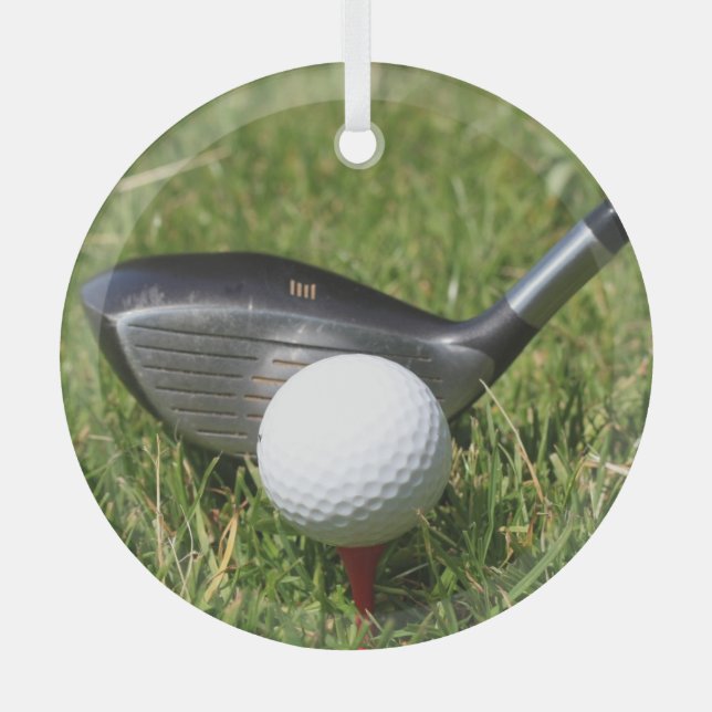 Golf Club und Ball Ornament Aus Glas (Vorderseite)
