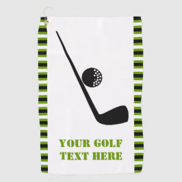 Golf Club und Ball schwarz, grün, weiß Streifen Golfhandtuch
