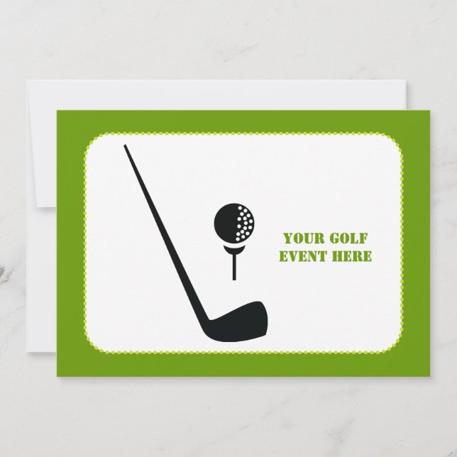 Golf Club und Kugel schwarz, grüne Gewohnheit Einladung (Vorderseite)