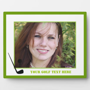 Golf Club und Kugel schwarz, grüne Gewohnheit Fotoplatte