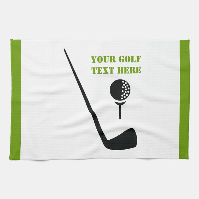Golf Club und Kugel schwarz, grüne Gewohnheit Handtuch (Horizontal)