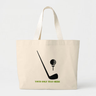 Golf Club und Kugel schwarz, grüne Gewohnheit Jumbo Stoffbeutel