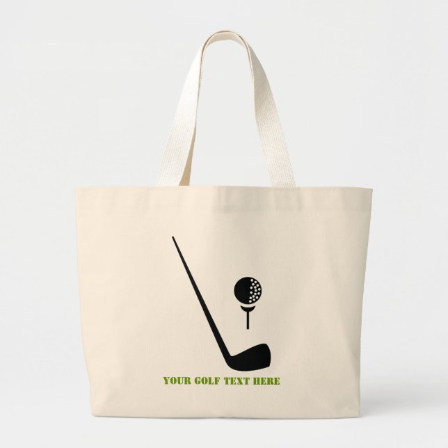 Golf Club und Kugel schwarz, grüne Gewohnheit Jumbo Stoffbeutel (Vorne)