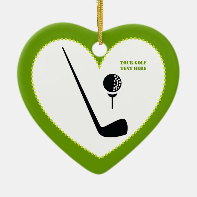 Golf Club und Kugel schwarz, grüne Gewohnheit Keramik Ornament (Vorne)
