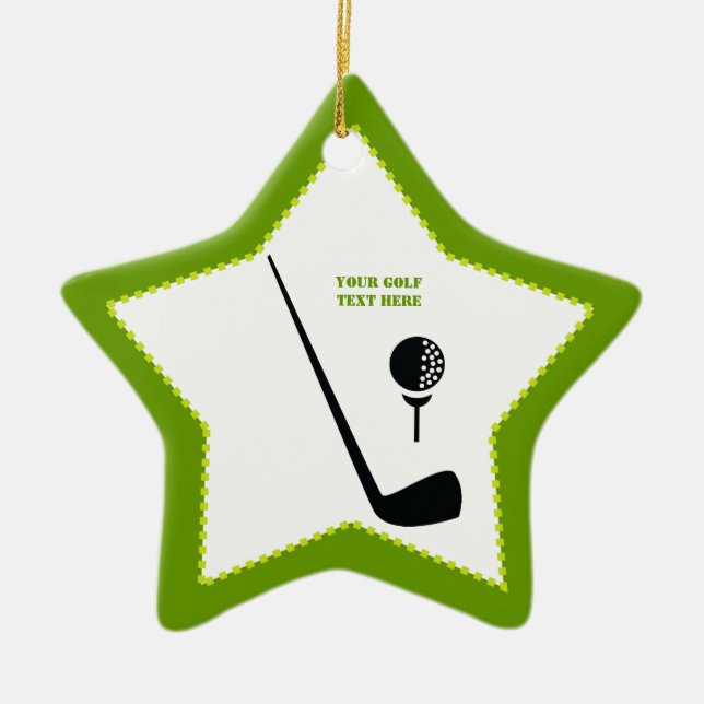 Golf Club und Kugel schwarz, grüne Gewohnheit Keramik Ornament (Vorne)