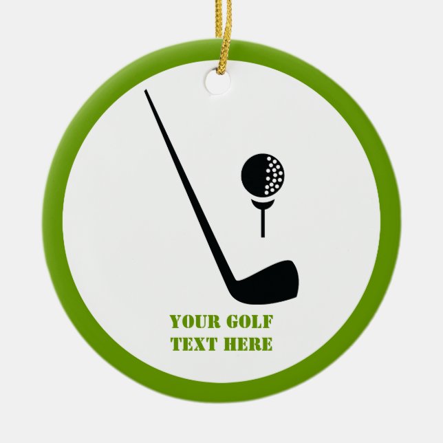 Golf Club und Kugel schwarz, grüne Gewohnheit Keramikornament (Vorne)