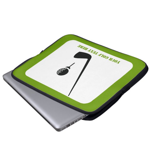 Golf Club und Kugel schwarz, grüne Gewohnheit Laptopschutzhülle (Vorne Knopf)