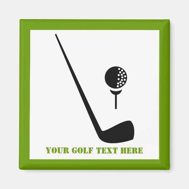 Golf Club und Kugel schwarz, grüne Gewohnheit Magnet (Vorne)