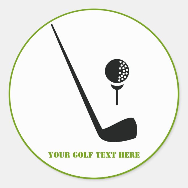 Golf Club und Kugel schwarz, grüne Gewohnheit Runder Aufkleber (Vorderseite)