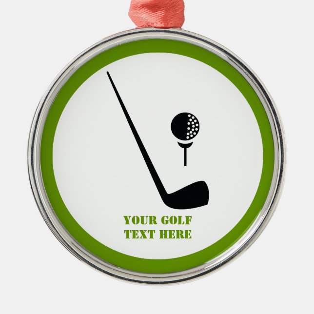 Golf Club und Kugel schwarz, grüne Gewohnheit Silbernes Ornament (Vorne)