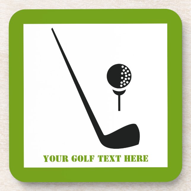 Golf Club und Kugel schwarz, grüne Gewohnheit Untersetzer (Vorderseite)