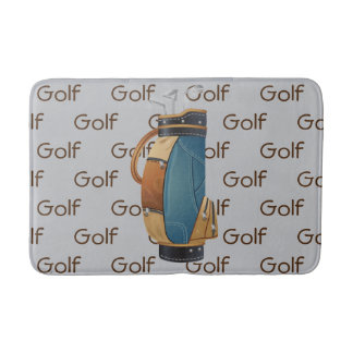 Golf Clubs Bag Tiled Text Design  Badematte