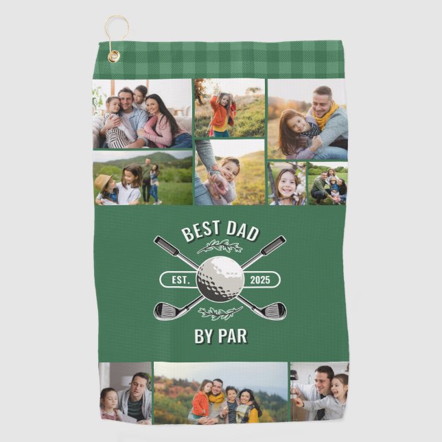 Golf Clubs & Ball 10 Fotos Bester Vater Par Golfhandtuch (Vorderseite)