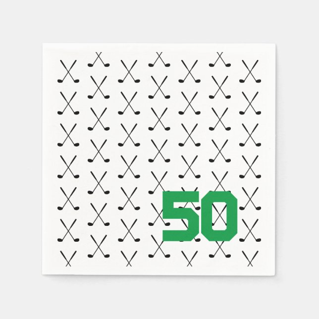 Golf Clubs Birthday AGE Moderner klassischer Spaß Serviette (Vorderseite)