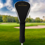 Golf Clubs in Gold und Black Individuelle Name Golf Headcover<br><div class="desc">Personalisieren Sie den Namen in klassischer Typografie,  um ein einzigartiges Golfgeschenk zu schaffen und für jeden Golfer zu behalten. Entwickelt von Thisisnotme©</div>