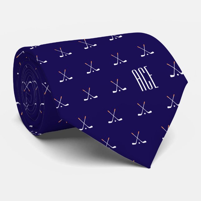 Golf Clubs Monogrammed Dark Blue Krawatte (Gerollt)